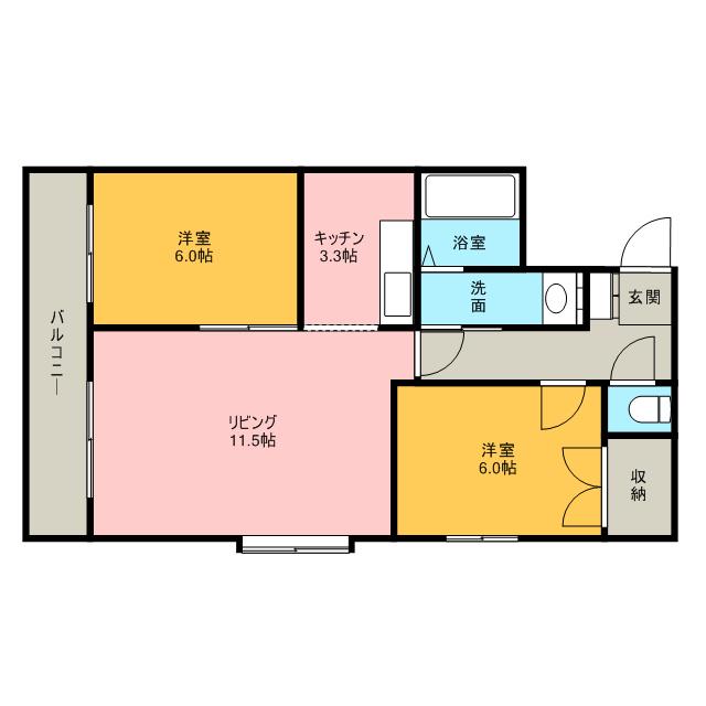 円山ガーデンヒルズ(2LDK/9階)の間取り写真