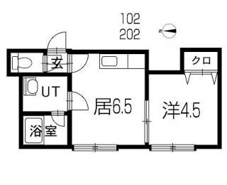 カーサ石山通(1DK/3階)の間取り写真