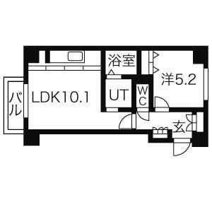 ゾネ医大キャンパス前(1LDK/9階)の間取り写真