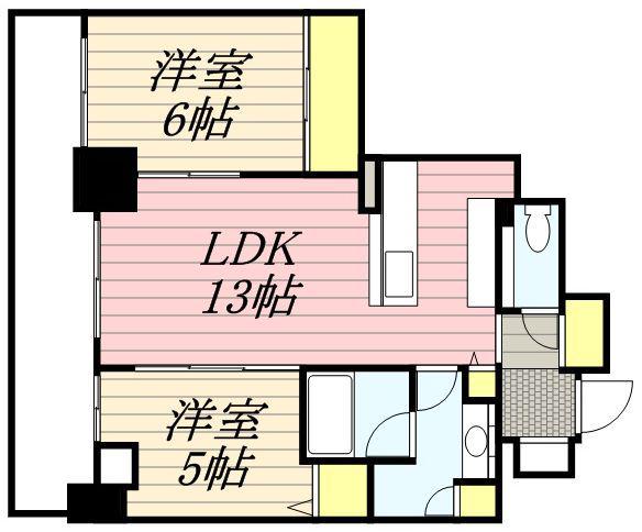 クリオ札幌北1条(2LDK/7階)の間取り写真
