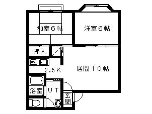 グレースハイツ(2LDK/1階)の間取り写真