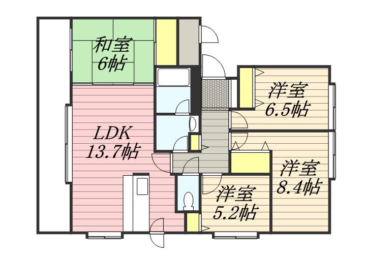 107松井ビル(4LDK/1階)の間取り写真