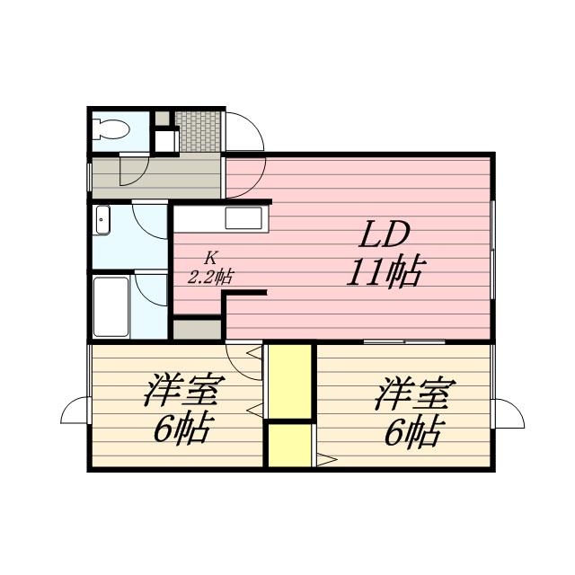 パーセルN14(2LDK/2階)の間取り写真