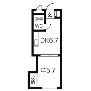 パークサイドヴィレッジ(1DK/4階)の間取り写真
