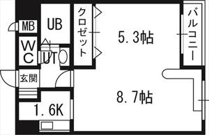 ハウスオブリザ南9条(1LDK/3階)の間取り写真