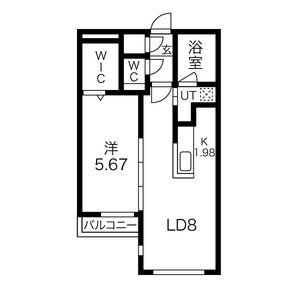 シャトーライフ近代美術館前1(1LDK/4階)の間取り写真