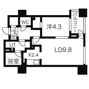 プライムメゾン南2条(1LDK/8階)の間取り写真