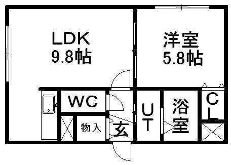 ラインズ円山(1LDK/3階)の間取り写真
