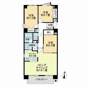 コートハウス山鼻(3LDK/2階)の間取り写真