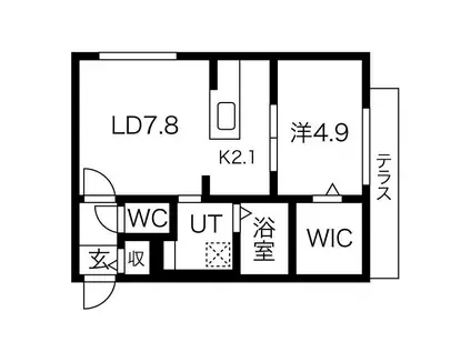 ブランシャール円山医大前(1LDK/1階)の間取り写真