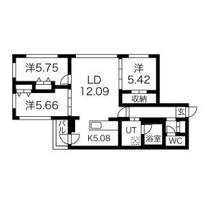 YAMAHANA CITY.STELLA(3LDK/3階)の間取り写真