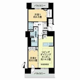 プレミスト札幌ステーション URBAN SEED(2LDK/14階)の間取り写真