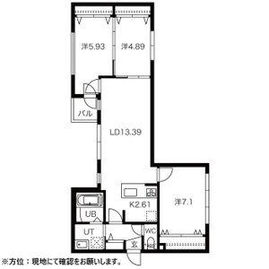 CITY PREMIER 北6条(3LDK/3階)の間取り写真