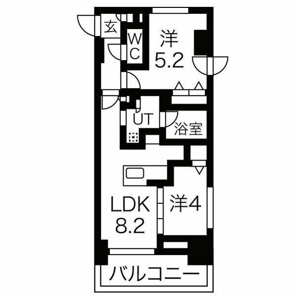 ラ・クラッセ札幌シティフォート(2DK/2階)の間取り写真