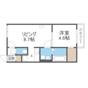 NAGI桑園(1LDK/1階)の間取り写真