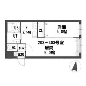 グランメール北11条(1LDK/4階)の間取り写真