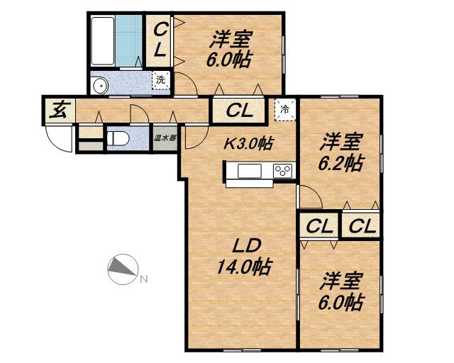 ル・ファール南円山(3LDK/2階)の間取り写真