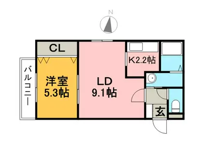 セラムビル円山(1LDK/4階)の間取り写真