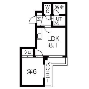 カピテーヌ円山(1DK/4階)の間取り写真