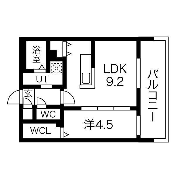 プライマル札幌桑園(1LDK/5階)の間取り写真