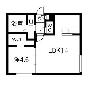 PCHE山鼻D(1LDK/4階)の間取り写真