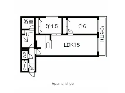 ブランシャールNAKAJIMA PARK FRONT(2LDK/2階)の間取り写真