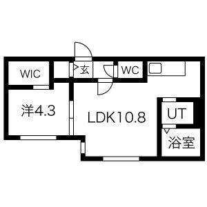 PATIO北19(1LDK/3階)の間取り写真