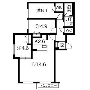 アルファスクエア円山2条(3LDK/4階)の間取り写真