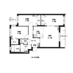グランメール石山通(3LDK/1階)の間取り写真