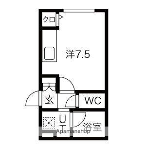 アズールⅥ(1K/1階)の間取り写真