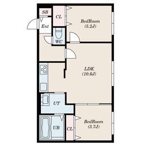 HALENIX 札幌医大前(2LDK/4階)の間取り写真