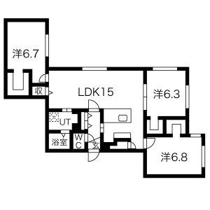 レブニーズ ザ・レジデンス 宮の森(3LDK/2階)の間取り写真