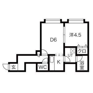 KZ北円山(1DK/2階)の間取り写真