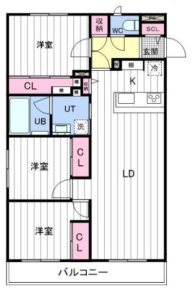 ASTER宮の森(3LDK/1階)の間取り写真