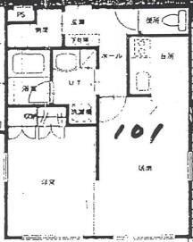 ヴィラ・プレステージ(1LDK/1階)の間取り写真