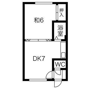 美幸マンション(1DK/2階)の間取り写真
