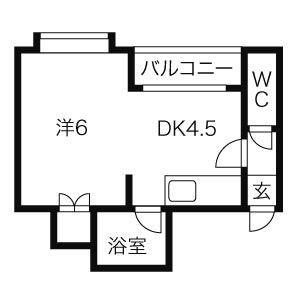 ルナグランス山鼻(1DK/3階)の間取り写真