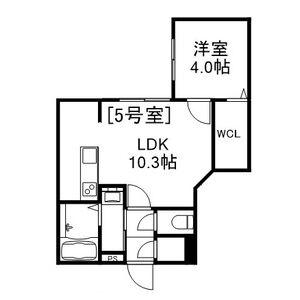 ALIVIS美園(1LDK/4階)の間取り写真