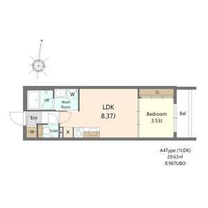 S-RESIDENCE医大南ALTIER(1LDK/4階)の間取り写真
