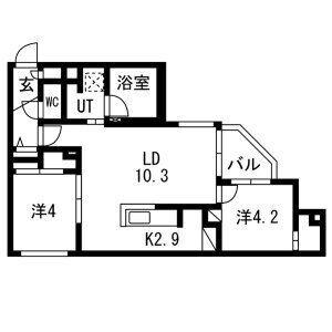 TERRACE SAKURA(2LDK/4階)の間取り写真