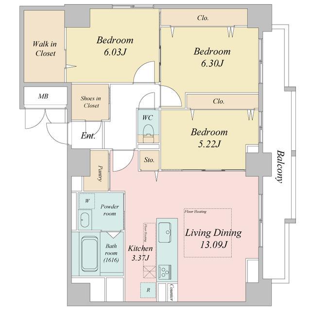 SーRESIDENCE大通公園ADMIRIO(3LDK/12階)の間取り写真