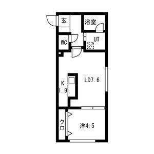 ハイヒルズ(1LDK/4階)の間取り写真