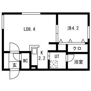 ハイヒルズ(1LDK/2階)の間取り写真