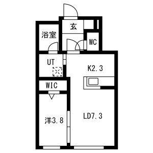 ハイヒルズ(1LDK/2階)の間取り写真