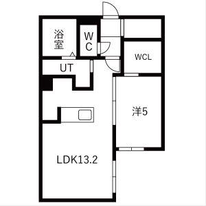 北23西8MS(1LDK/2階)の間取り写真