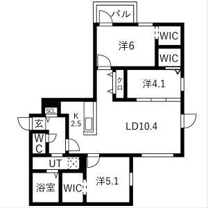 TS COURT ウエスト13読みティーエスコートウエスト1(3LDK/4階)の間取り写真