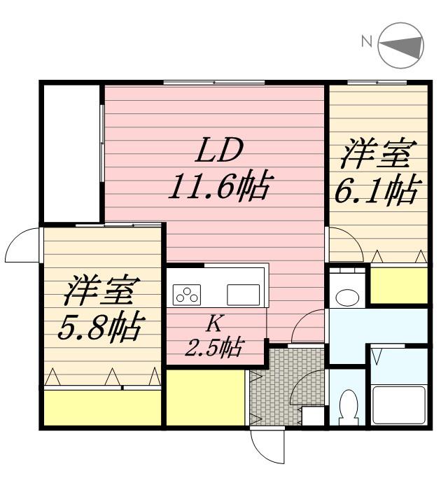LA COLINA(2LDK/1階)の間取り写真