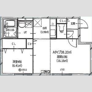 HERO YAMAHANA2(1LDK/3階)の間取り写真