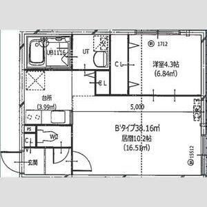 HERO YAMAHANA1(1LDK/2階)の間取り写真