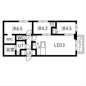 BALBONI山鼻(3LDK/3階)の間取り写真